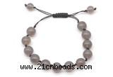 CGB8705 8mm,10mm round grey agate adjustable macrame bracelets