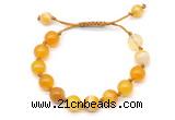 CGB8709 8mm,10mm round yellow banded agate adjustable macrame bracelets