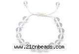 CGB8740 8mm,10mm round white crystal adjustable macrame bracelets