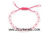 CGB8742 8mm,10mm round grade A rose quartz adjustable macrame bracelets