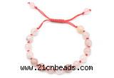 CGB8743 8mm,10mm round pink quartz adjustable macrame bracelets