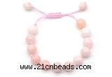 CGB8765 8mm,10mm round pink opal adjustable macrame bracelets