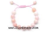 CGB8765 8mm,10mm round pink opal adjustable macrame bracelets