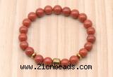 CGB8867 8mm, 10mm red jasper, drum & rondelle hematite beaded bracelets