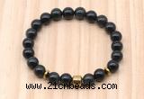 CGB8882 8mm, 10mm black obsidian, drum & rondelle hematite beaded bracelets