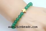 CGB8892 8mm, 10mm green agate & cross hematite power beads bracelets
