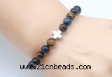 CGB8918 8mm, 10mm colorful tiger eye & cross hematite power beads bracelets