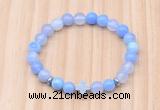 CGB8921 8mm, 10mm blue agate, cross & rondelle hematite beaded bracelets