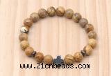 CGB8930 8mm, 10mm picture jasper, cross & rondelle hematite beaded bracelets