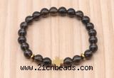 CGB8943 8mm, 10mm smoky quartz, cross & rondelle hematite beaded bracelets