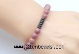 CGB8956 8mm, 10mm pink wooden jasper & rondelle hematite beaded bracelets