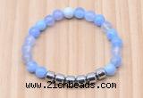 CGB8981 8mm, 10mm blue agate & drum hematite beaded bracelets