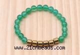 CGB8982 8mm, 10mm green agate & drum hematite beaded bracelets