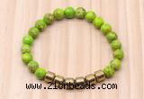 CGB8993 8mm, 10mm green sea sediment jasper & drum hematite beaded bracelets