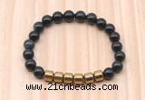 CGB9002 8mm, 10mm black obsidian & drum hematite beaded bracelets