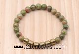 CGB9007 8mm, 10mm unakite & drum hematite beaded bracelets