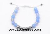 CGB9061 8mm, 10mm blue agate & drum hematite adjustable bracelets