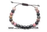 CGB9076 8mm, 10mm rhodonite & drum hematite adjustable bracelets