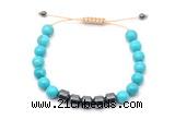 CGB9086 8mm, 10mm turquoise & drum hematite adjustable bracelets