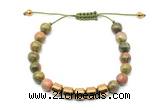 CGB9087 8mm, 10mm unakite & drum hematite adjustable bracelets