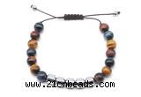 CGB9088 8mm, 10mm colorful tiger eye & drum hematite adjustable bracelets