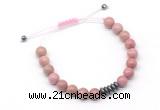 CGB9106 8mm, 10mm pink wooden jasper & rondelle hematite adjustable bracelets