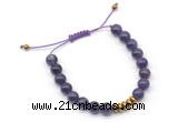 CGB9124 8mm, 10mm amethyst & rondelle hematite adjustable bracelets