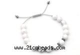 CGB9130 8mm, 10mm white howlite & rondelle hematite adjustable bracelets