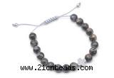 CGB9158 8mm, 10mm grey opal & cross hematite adjustable bracelets