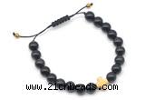 CGB9161 8mm, 10mm golden obsidian & cross hematite adjustable bracelets