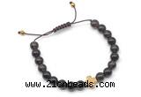 CGB9163 8mm, 10mm smoky quartz & cross hematite adjustable bracelets