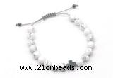 CGB9169 8mm, 10mm white howlite & cross hematite adjustable bracelets