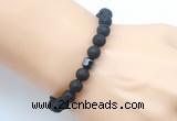 CGB9243 8mm, 10mm black lava & drum hematite power beads bracelets