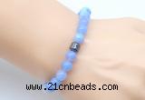 CGB9256 8mm, 10mm blue banded agate & drum hematite power beads bracelets