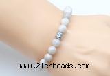 CGB9263 8mm, 10mm white crazy lace agate & drum hematite power beads bracelets