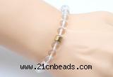 CGB9285 8mm, 10mm white crystal & drum hematite power beads bracelets
