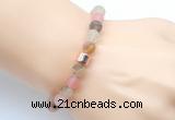 CGB9303 8mm, 10mm matte volcano cherry quartz & drum hematite power beads bracelets