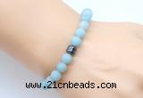 CGB9307 8mm, 10mm matte amazonite & drum hematite power beads bracelets