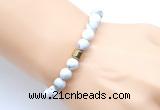 CGB9309 8mm, 10mm matte white howlite & drum hematite power beads bracelets