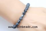 CGB9317 8mm, 10mm matte snowflake obsidian & drum hematite power beads bracelets