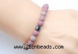 CGB9326 8mm, 10mm matte pink wooden jasper & drum hematite power beads bracelets