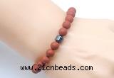 CGB9327 8mm, 10mm matte red jasper & drum hematite power beads bracelets