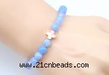 CGB9371 8mm, 10mm blue banded agate & cross hematite power beads bracelets