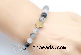 CGB9403 8mm, 10mm black rutilated quartz & cross hematite power beads bracelets