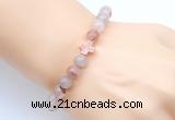 CGB9413 8mm, 10mm pink quartz & cross hematite power beads bracelets