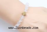 CGB9416 8mm, 10mm matte white crystal & cross hematite power beads bracelets