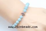 CGB9423 8mm, 10mm matte amazonite & cross hematite power beads bracelets