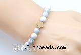 CGB9425 8mm, 10mm matte white howlite & cross hematite power beads bracelets