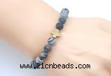 CGB9449 8mm, 10mm matte black water jasper & cross hematite power beads bracelets