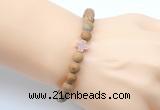 CGB9452 8mm, 10mm matte wooden jasper & cross hematite power beads bracelets